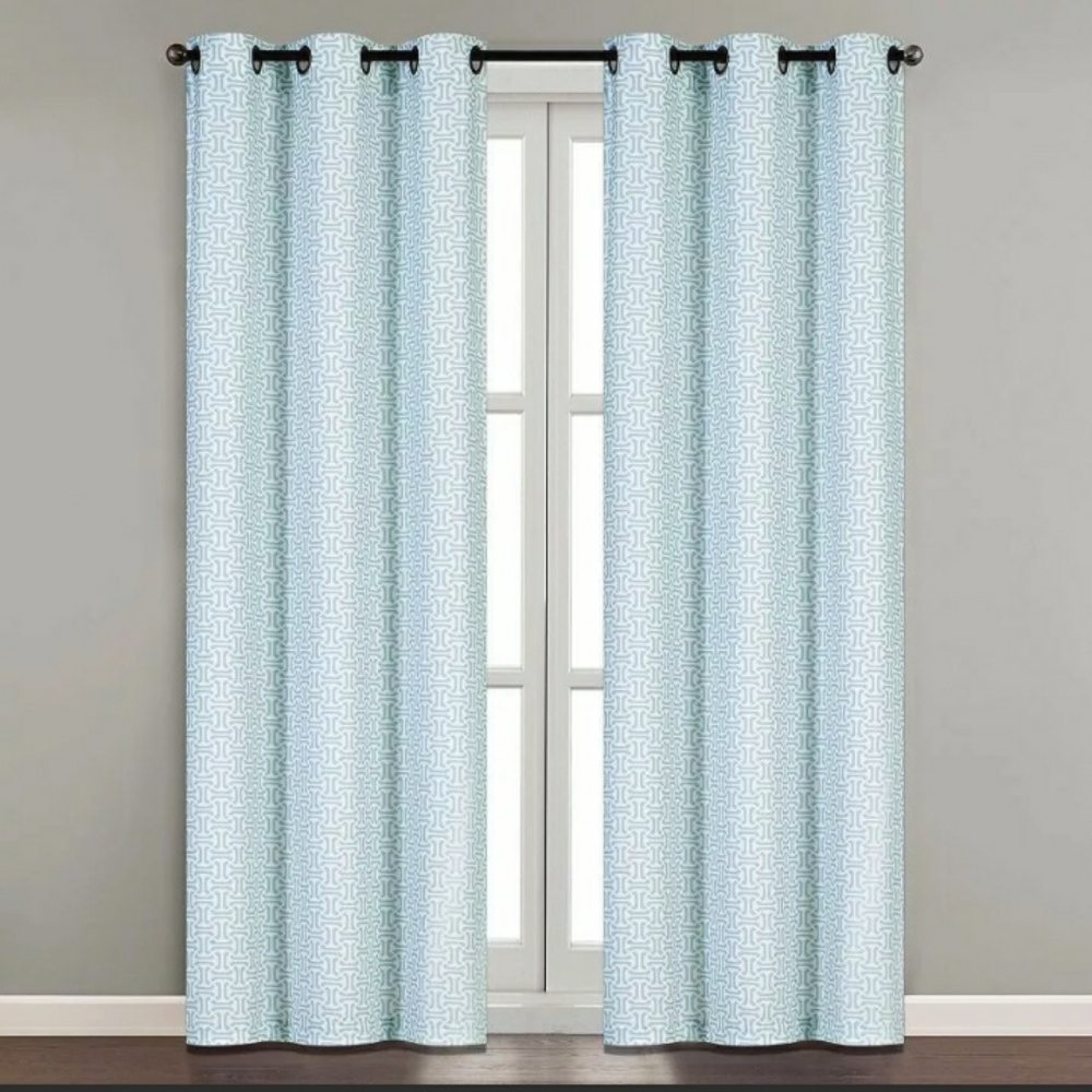 Blue 2 Grommet Top Window Panels Pairs 76"- 84"